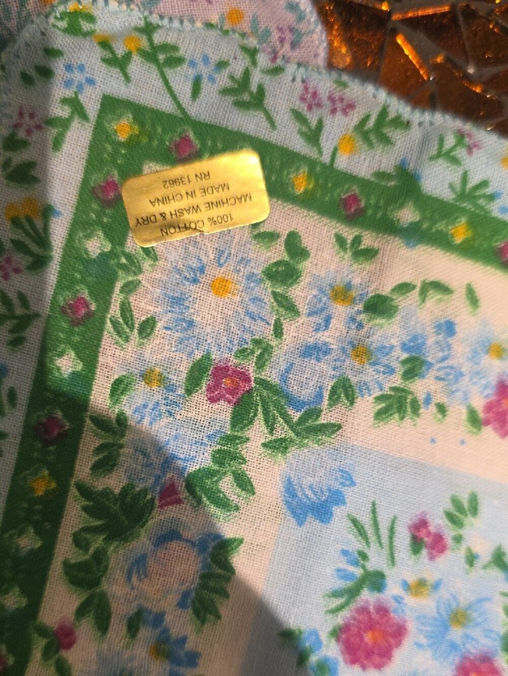 Vintage Floral Bandana Trio in Pink, Blue, Green - Picture 2 of 4